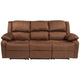 Chocolate Brown Microfiber |#| Contemporary Chocolate Brown Microfiber Sofa with Two Built-In Recliners