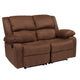 Chocolate Brown Microfiber |#| Chocolate Brown Microfiber Pillow Back Loveseat with Two Built-In Recliners