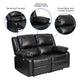 Black LeatherSoft |#| Contemporary Black LeatherSoft Loveseat w/Two Built-In Recliners - Padded Arms