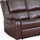 Brown LeatherSoft |#| Brown LeatherSoft Pillow Back Loveseat with Two Built-In Recliners - Padded Arms