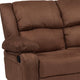 Chocolate Brown Microfiber |#| Chocolate Brown Microfiber Pillow Back Loveseat with Two Built-In Recliners