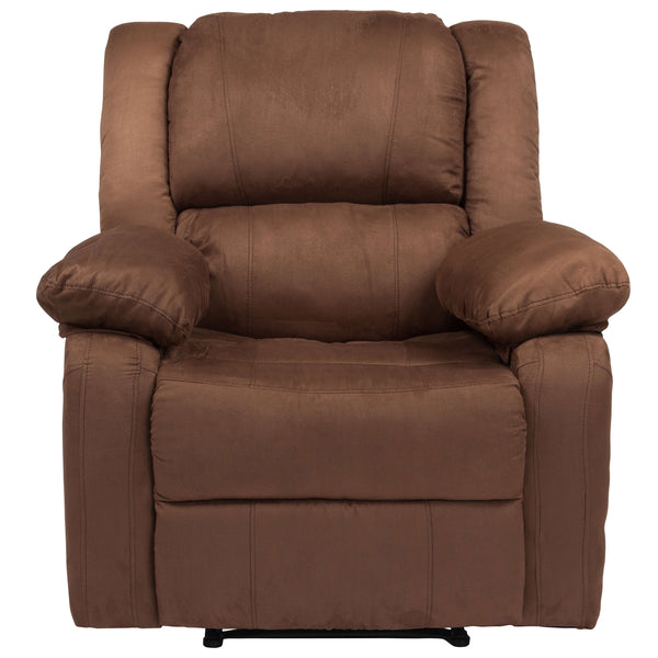 Cognac LeatherSoft |#| Contemporary Cognac LeatherSoft Pillow Back Recliner - Living Room Furniture
