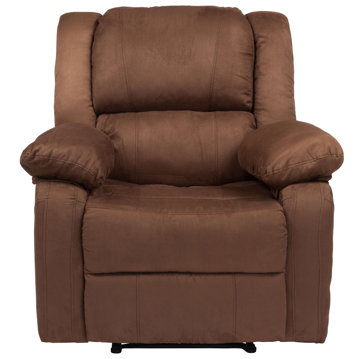 Chocolate Brown Microfiber |#| Contemporary Chocolate Brown Microfiber Plush Pillow Back Recliner - Padded Arms