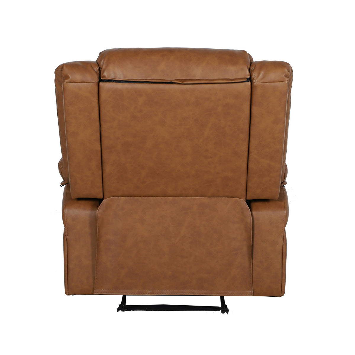 Cognac LeatherSoft |#| Contemporary Cognac LeatherSoft Pillow Back Recliner - Living Room Furniture