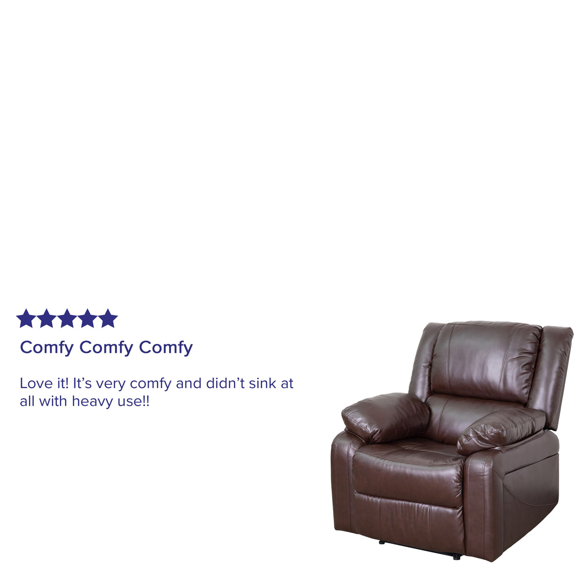 Brown LeatherSoft |#| Brown Contemporary LeatherSoft Plush Pillow Back Recliner with Padded Arms