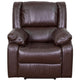 Brown LeatherSoft |#| Brown Contemporary LeatherSoft Plush Pillow Back Recliner with Padded Arms