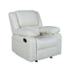 Cream LeatherSoft |#| Contemporary Cream LeatherSoft Pillow Back Recliner - Living Room Furniture