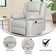 Cream LeatherSoft |#| Contemporary Cream LeatherSoft Pillow Back Recliner - Living Room Furniture