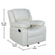 Cream LeatherSoft |#| Contemporary Cream LeatherSoft Pillow Back Recliner - Living Room Furniture