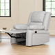 Cream LeatherSoft |#| Contemporary Cream LeatherSoft Pillow Back Recliner - Living Room Furniture