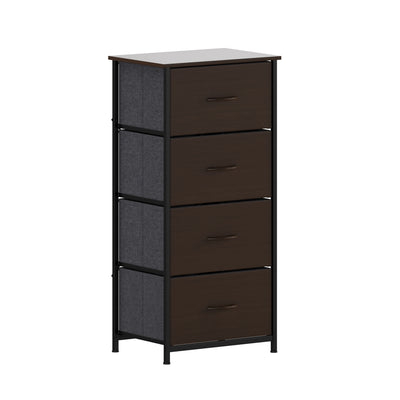 Harris 4 Drawer Vertical Storage Dresser with Cast Iron Frame, Wood Top and Easy Pull Engineered Wood Drawers with Wooden Handles
