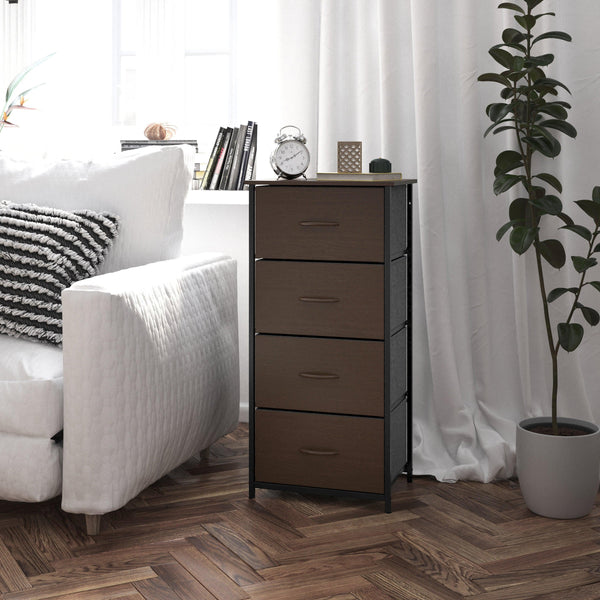 Harris 4 Drawer Vertical Storage Dresser with Cast Iron Frame, Wood Top and Easy Pull Engineered Wood Drawers with Wooden Handles Harris 4 Drawer Vertical Storage Dresser with Cast Iron Frame, Wood Top and Easy Pull Engineered Wood Drawers with Wooden Handles
