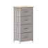 Harris 4 Drawer Vertical Storage Dresser with Cast Iron Frame, Wood Top and Easy Pull Fabric Drawers with Wooden Handles