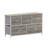 Harris 5 Drawer Vertical Storage Dresser with Cast Iron Frame, Wood Top, and Easy Pull Fabric Drawers with Wooden Handles