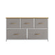 Beige Drawers/White Frame |#| 5 Drawer Dresser-Oak Wood Top/White Iron Frame/Beige Drawers with White Handles