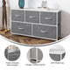 Gray Drawers/White Frame |#| 5 Drawer Dresser-White Wood Top/White Iron Frame/Gray Drawers with White Handles