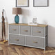 Beige Drawers/White Frame |#| 5 Drawer Dresser-Oak Wood Top/White Iron Frame/Beige Drawers with White Handles