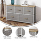 Beige Drawers/White Frame |#| 5 Drawer Dresser-Oak Wood Top/White Iron Frame/Beige Drawers with White Handles