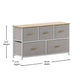 Beige Drawers/White Frame |#| 5 Drawer Dresser-Oak Wood Top/White Iron Frame/Beige Drawers with White Handles