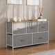 Beige Drawers/White Frame |#| 5 Drawer Dresser-Oak Wood Top/White Iron Frame/Beige Drawers with White Handles