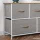 Beige Drawers/White Frame |#| 5 Drawer Dresser-Oak Wood Top/White Iron Frame/Beige Drawers with White Handles