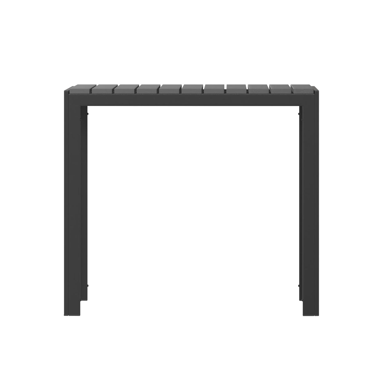 Black Top/Black Frame |#| Indoor/Outdoor Commercial Steel Patio Table with Poly Resin Slatted Top - Black