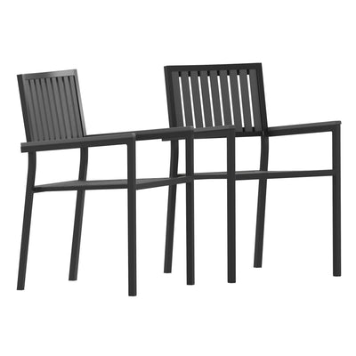 Harris Set of 2 Commercial Indoor/Outdoor Stacking Club Chairs with Poly Resin Slatted Backs and Seats