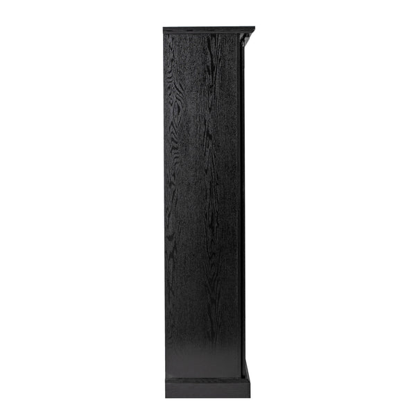 Black |#| Farmhouse Storage Cabinet with Adjustable Shelves and Sliding Barn Door - Black