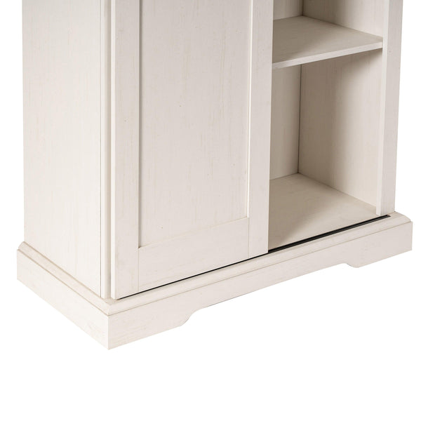 White |#| Farmhouse Storage Cabinet with Adjustable Shelves and Sliding Barn Door - White