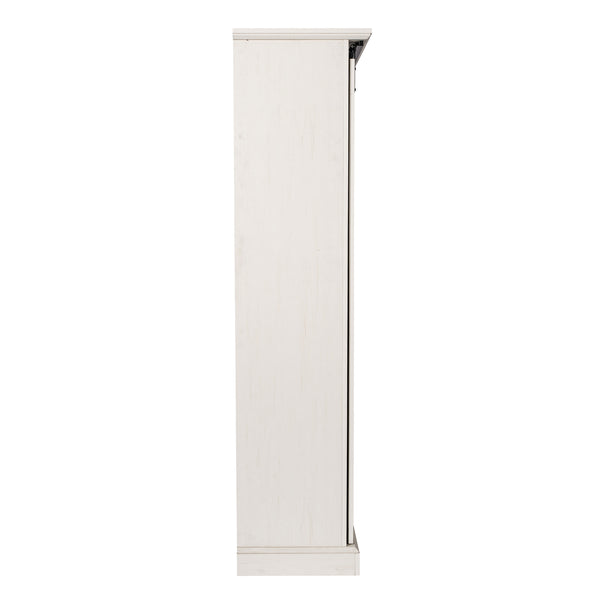 White |#| Farmhouse Storage Cabinet with Adjustable Shelves and Sliding Barn Door - White