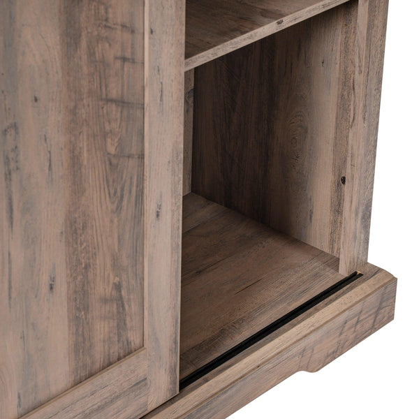 Graywash |#| Farmhouse Storage Cabinet with Adjustable Shelves and Sliding Barn Door-Graywash