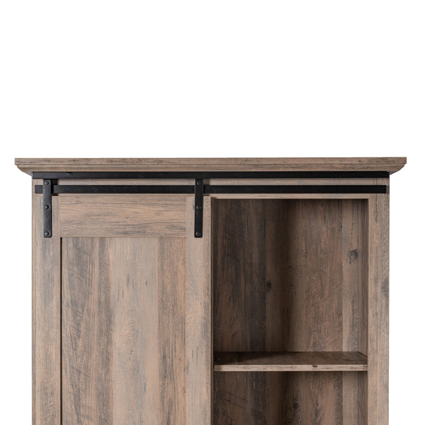 Graywash |#| Farmhouse Storage Cabinet with Adjustable Shelves and Sliding Barn Door-Graywash