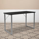 Black Finish Computer Desk with Silver Metal Frame - Home Office Furniture