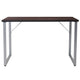 Black Finish Computer Desk with Silver Metal Frame - Home Office Furniture