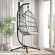 Commercial All-Weather Black Steel Hanging Chair C Stand with Included Hardware