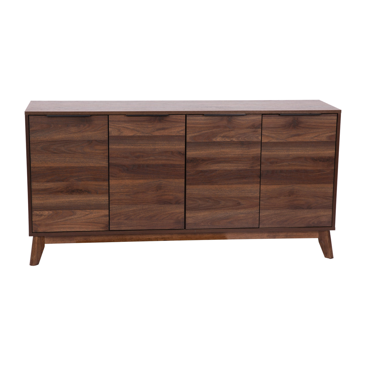 Dark Walnut |#| 60" Buffet Cabinet with 4 Soft Close Doors and Adjustable Shelves - Dark Walnut