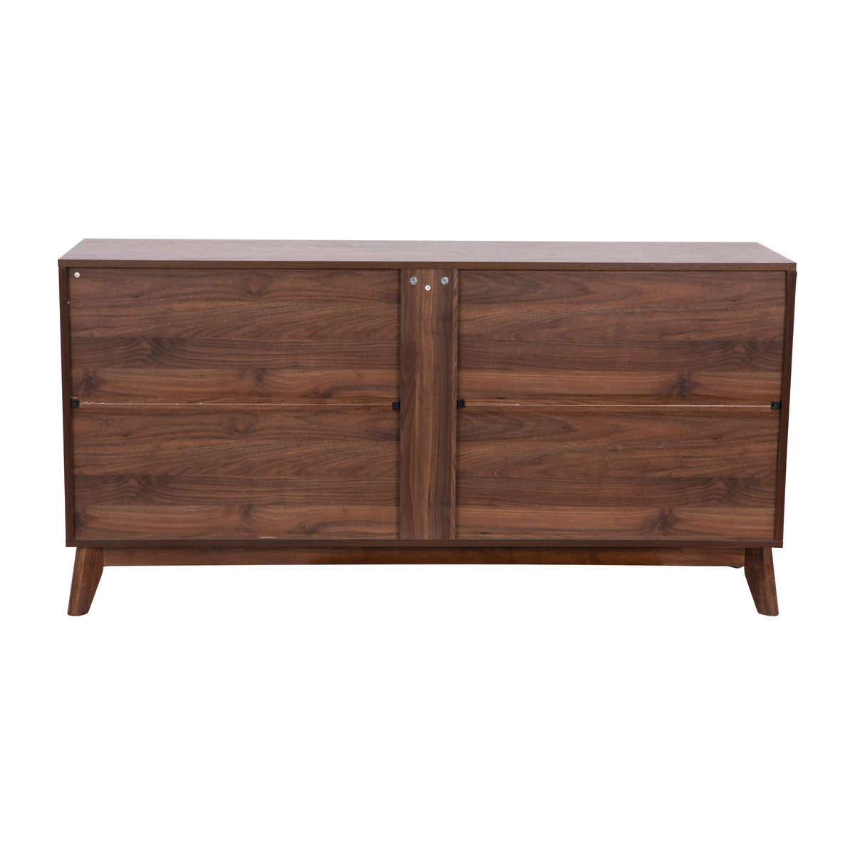 Dark Walnut |#| 60" Buffet Cabinet with 4 Soft Close Doors and Adjustable Shelves - Dark Walnut