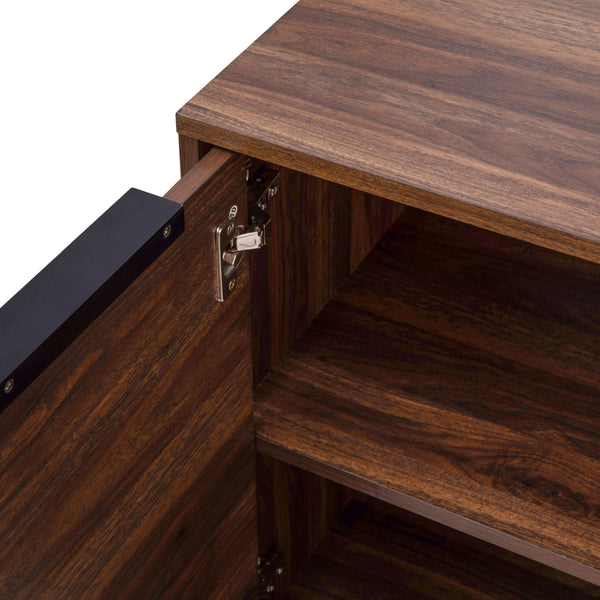 Dark Walnut |#| 60" Buffet Cabinet with 4 Soft Close Doors and Adjustable Shelves - Dark Walnut