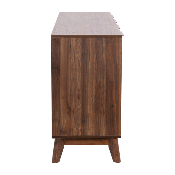Dark Walnut |#| 60" Buffet Cabinet with 4 Soft Close Doors and Adjustable Shelves - Dark Walnut