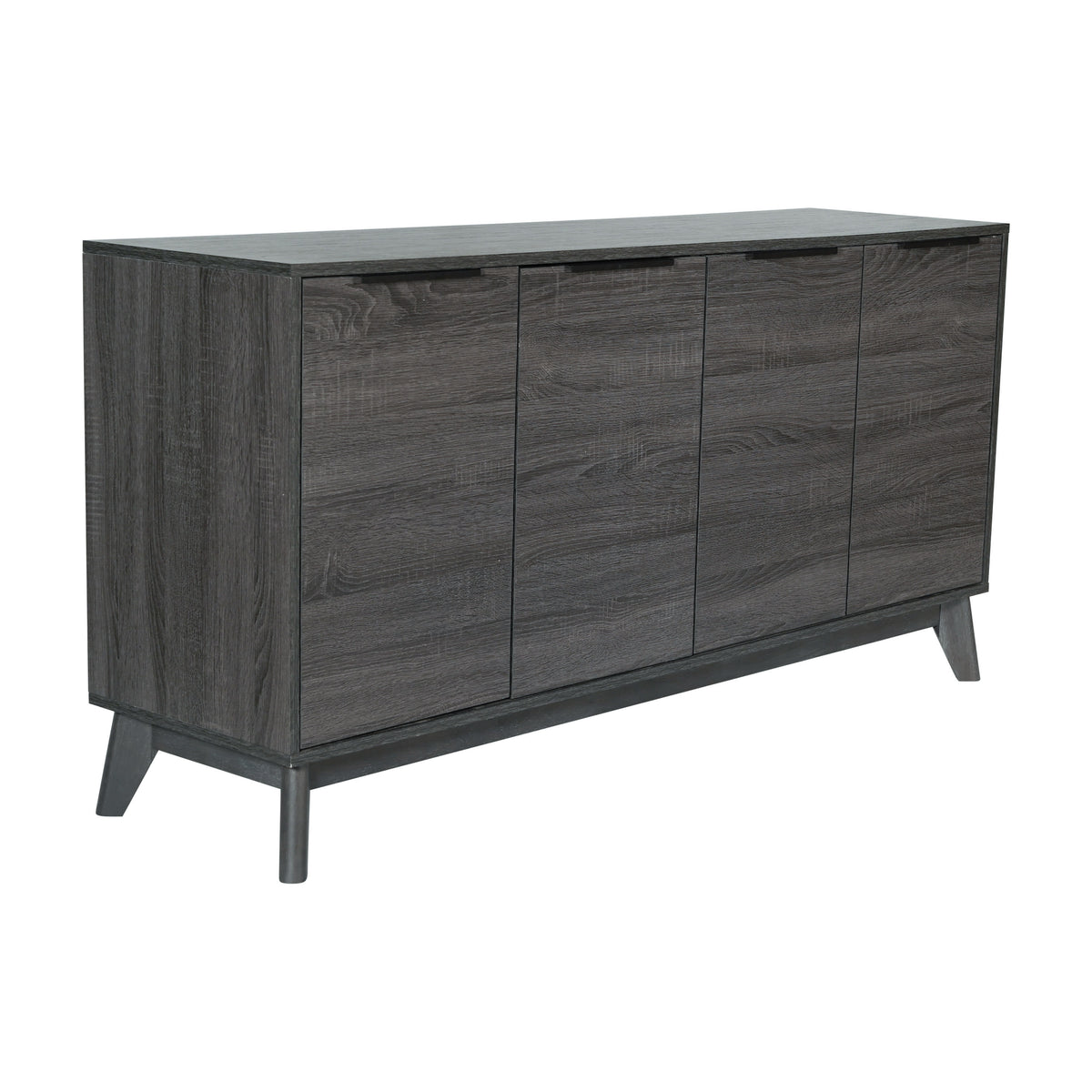 Black Wash |#| 60" Buffet Cabinet with 4 Soft Close Doors and Adjustable Shelves - Black Wash