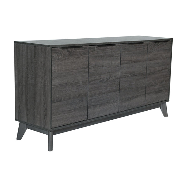 Black Wash |#| 60" Buffet Cabinet with 4 Soft Close Doors and Adjustable Shelves - Black Wash