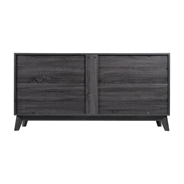 Black Wash |#| 60" Buffet Cabinet with 4 Soft Close Doors and Adjustable Shelves - Black Wash