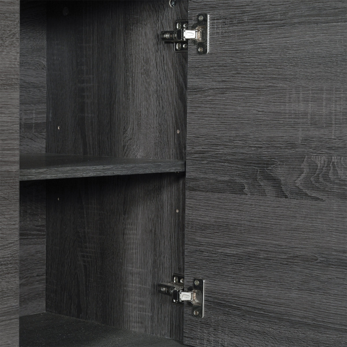 Black Wash |#| 60" Buffet Cabinet with 4 Soft Close Doors and Adjustable Shelves - Black Wash