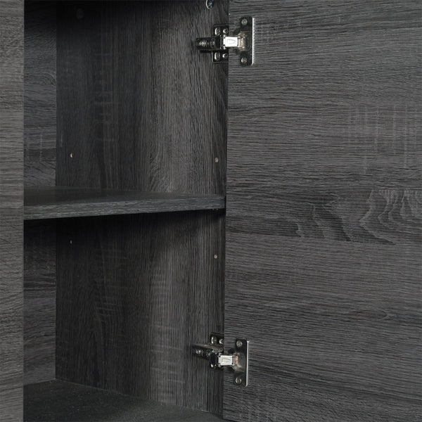 Black Wash |#| 60" Buffet Cabinet with 4 Soft Close Doors and Adjustable Shelves - Black Wash