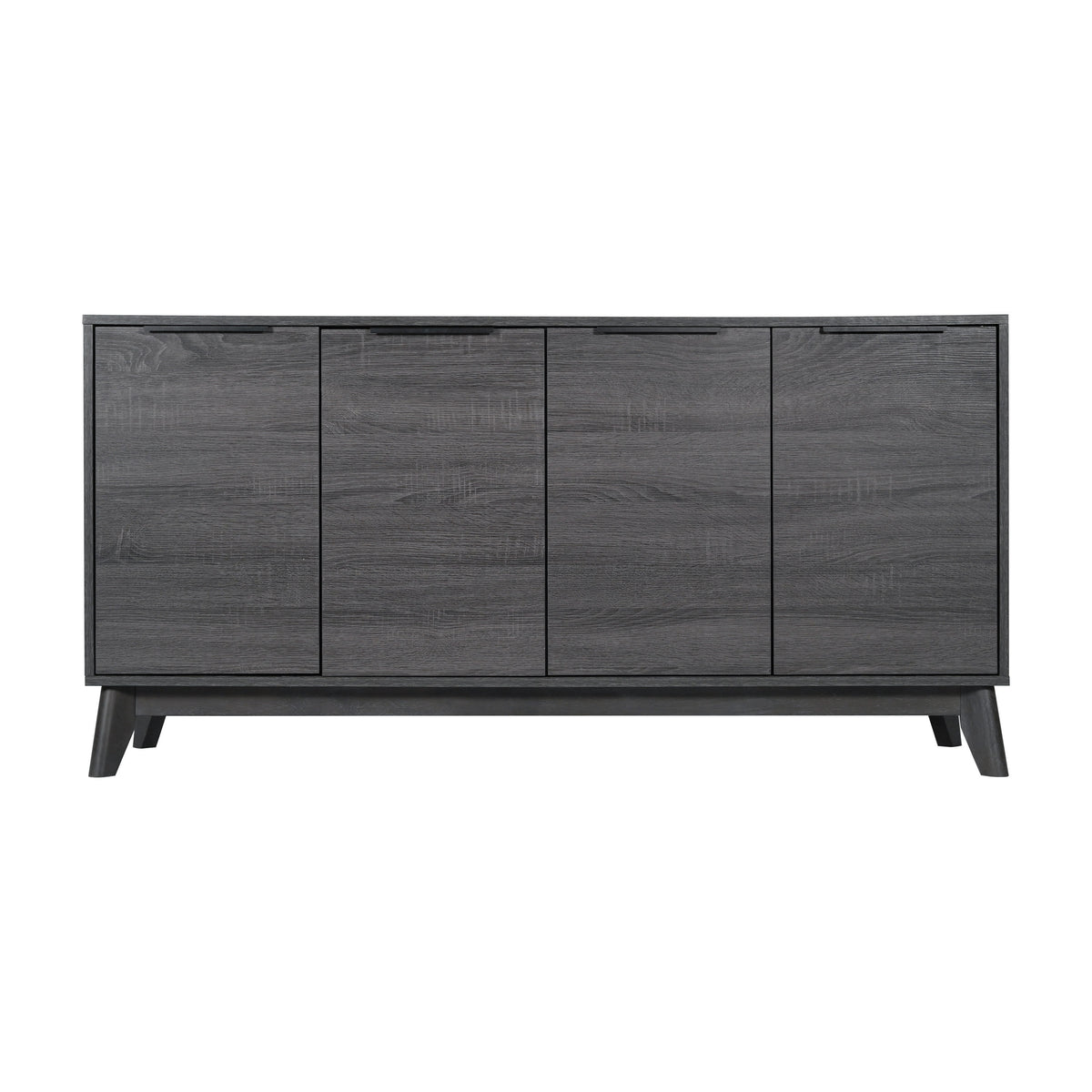 Black Wash |#| 60" Buffet Cabinet with 4 Soft Close Doors and Adjustable Shelves - Black Wash