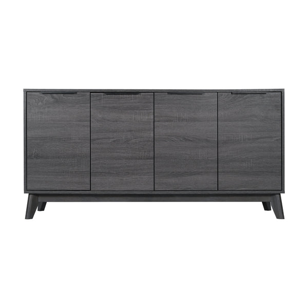 Black Wash |#| 60" Buffet Cabinet with 4 Soft Close Doors and Adjustable Shelves - Black Wash