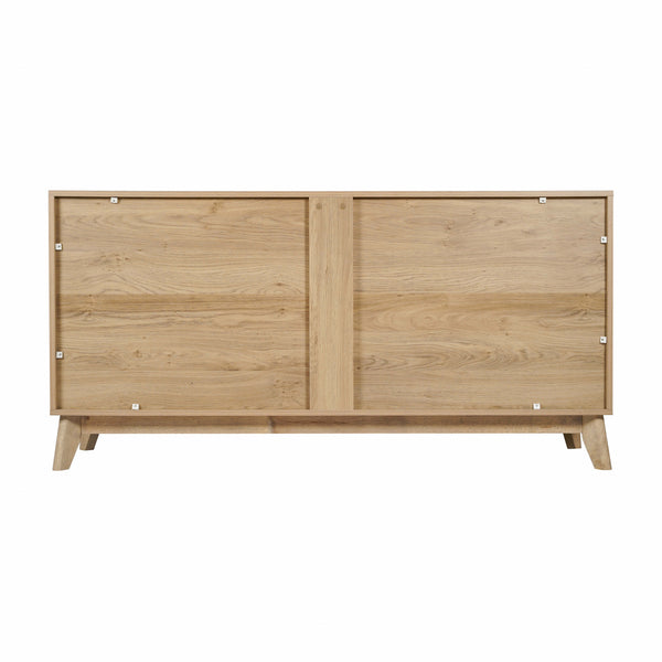 Light Natural |#| 60" Buffet Cabinet with 4 Soft Close Doors and Adjustable Shelves - Lt Natural