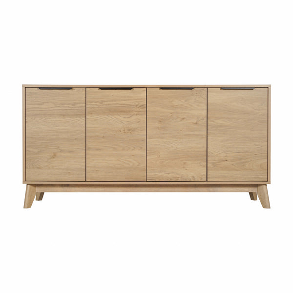 Light Natural |#| 60" Buffet Cabinet with 4 Soft Close Doors and Adjustable Shelves - Lt Natural