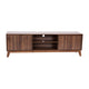 71" |#| Walnut 70" TV Stand with Adjustable Middle Shelf - Dual Soft Close Storage Doors
