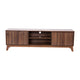 71" |#| Walnut 70" TV Stand with Adjustable Middle Shelf - Dual Soft Close Storage Doors